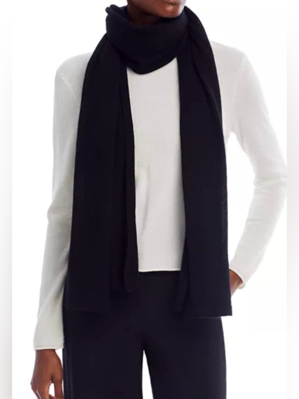 Bloomingdale's Black Long Knit Scarf Wrap